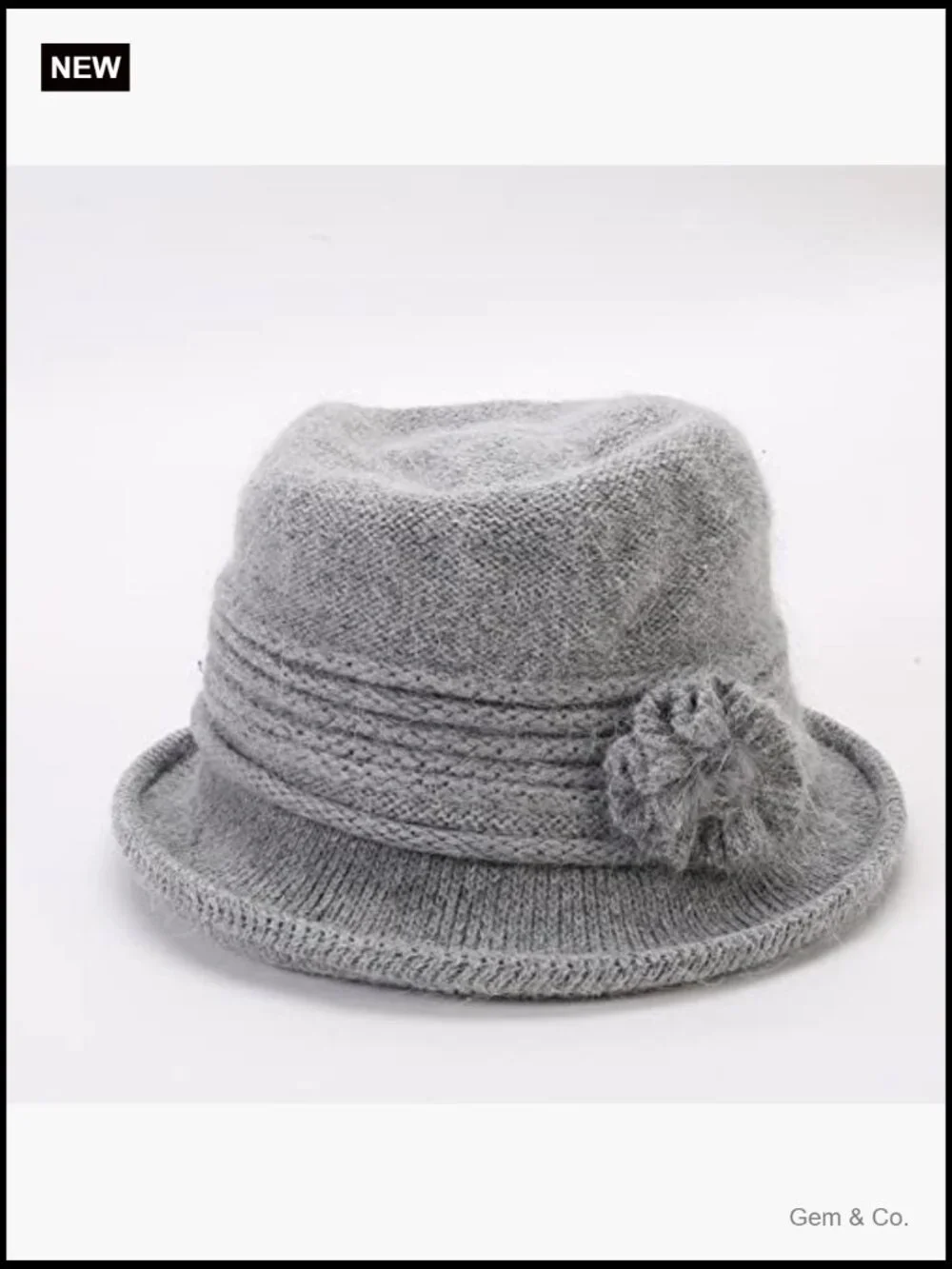 Winter Knit Cloche Hat Vintage Beanie Round Brim Warm Bucket Hat for Women